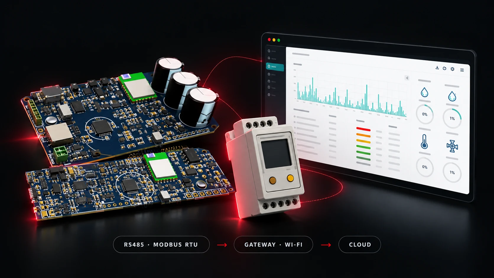 IoT riešenie s vlastnou elektronikou, gateway a cloudovým dashboardom